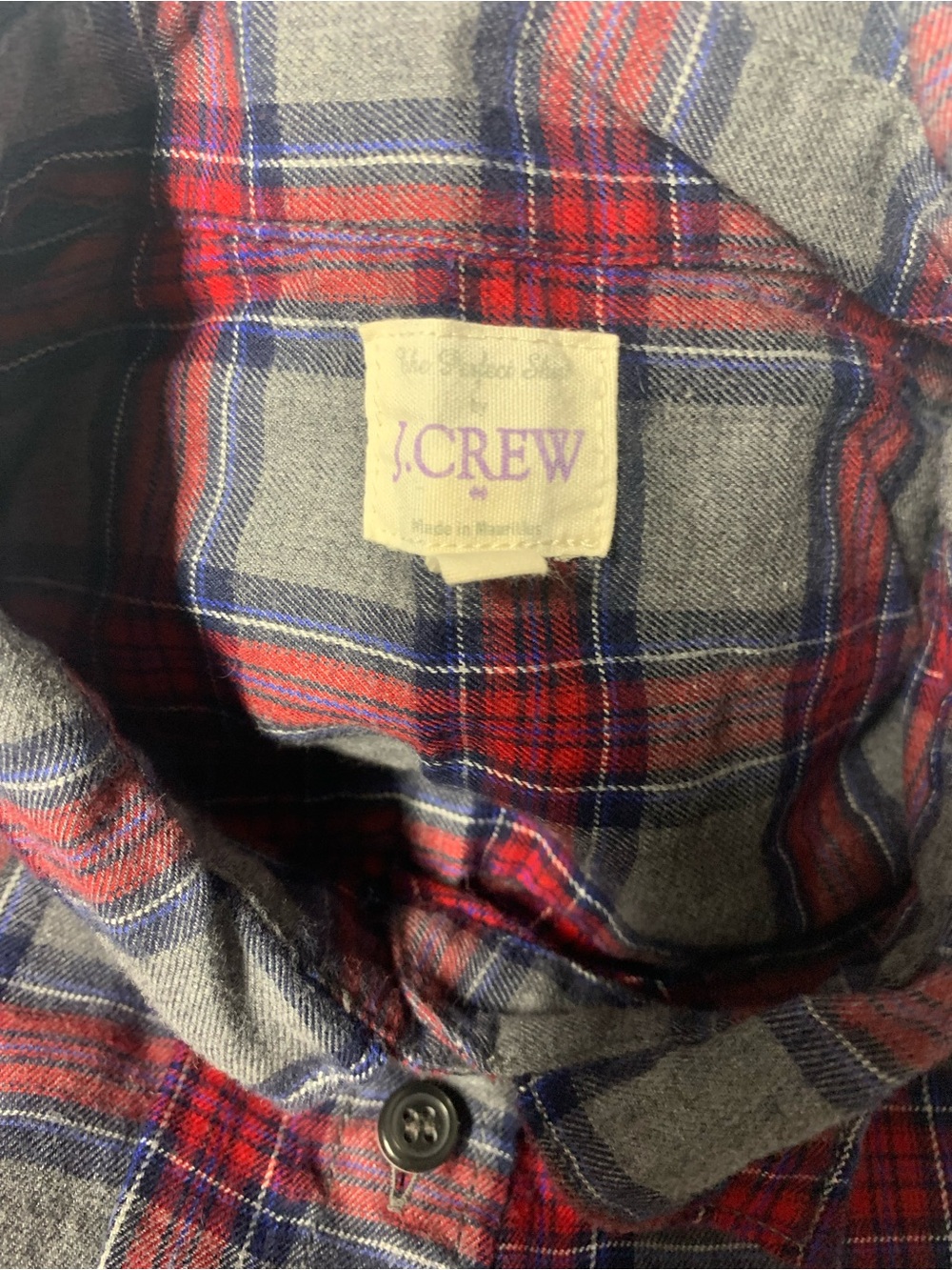 J. Crew Red and Navy Plaid Button-Down Shirt